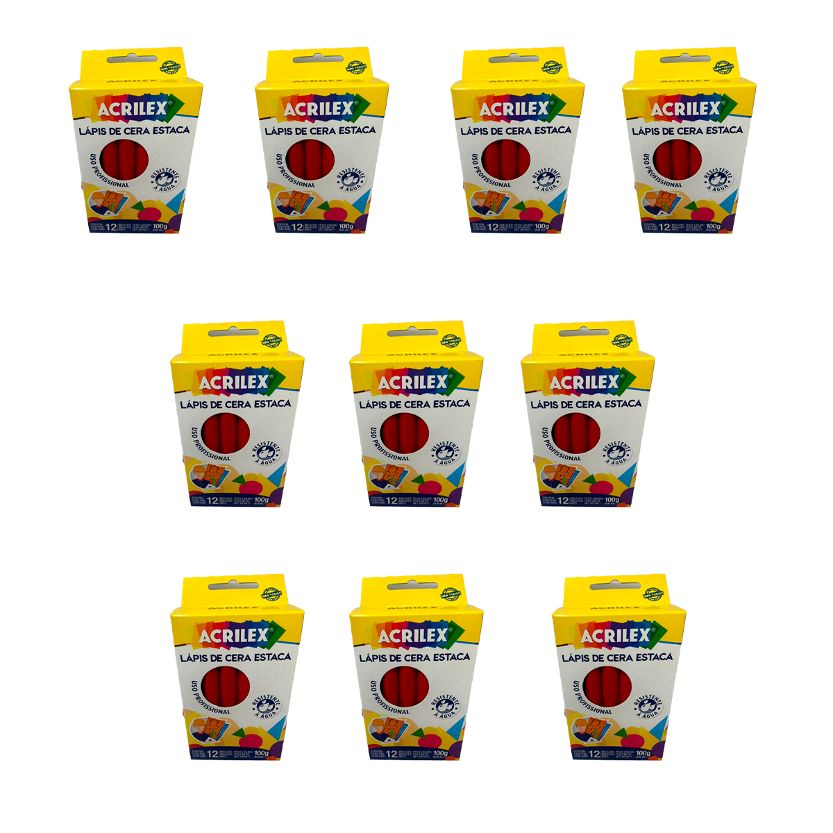 KIT 10 LÁPIS DE CERA ACRILEX